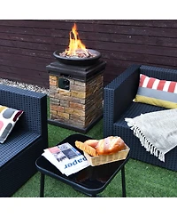 Mondawe 30" Stone-Look Fire Column - 40K Btu, Hidden Tank Design