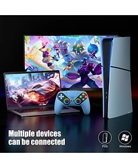 Nbcp Rgb Wireless Controller for PS5/Pc, Bluetooth, Dynamic Vibration, 6-Axis Motion, 3.5mm Audio Jack, Turbo, 1000mAh Battery, Speaker - Blue
