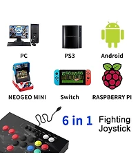 Nbcp Arcade Fight Stick, Arcade Fighting Joystick, Street Fighter Controller with Turbo for PS3, Nintendo Switch, Pc Windows (7/8/10/11), Android Tv B