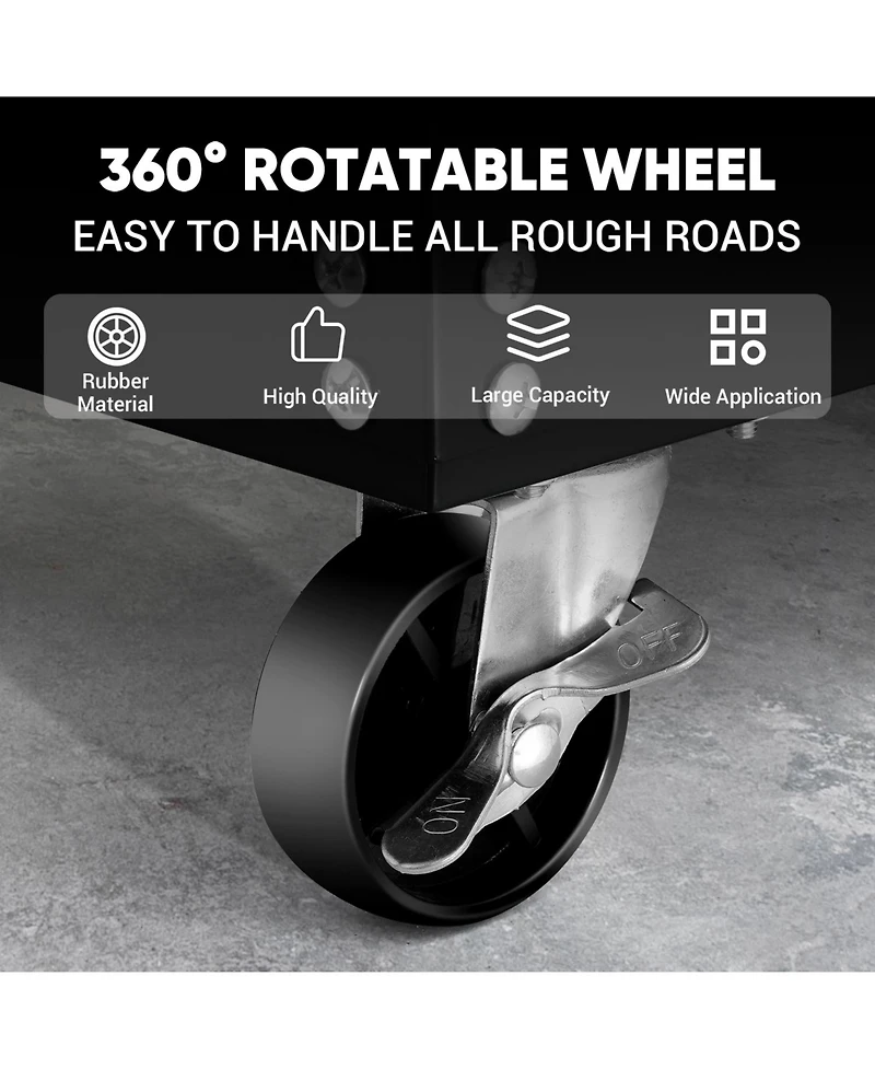 3 Tier Rolling Tool Cart with Wheels, Drawer, Industrial Commercial Service Cart, All Metal