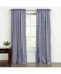 GoodGram Buffalo Check Gingham Custom Window Curtain Treatments - Single Panel 42 in. W x 63 L, Black