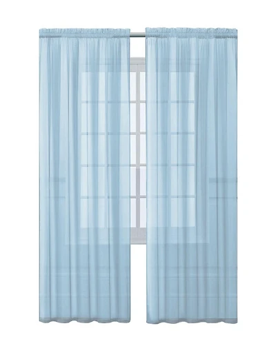 Kate Aurora Extra Long 1 Piece Baby Blue Lightweight Rod Pocket Transparent Backdrop Sheer Window Curtain - 90 in. Long