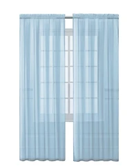 Kate Aurora Extra Long 1 Piece Baby Blue Lightweight Rod Pocket Transparent Backdrop Sheer Window Curtain - 90 in. Long