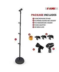 5Core Mic Stand Pair Floor Adjustable Universal Heavy Duty Microphone Stands Round Base Soporte De micrA fono