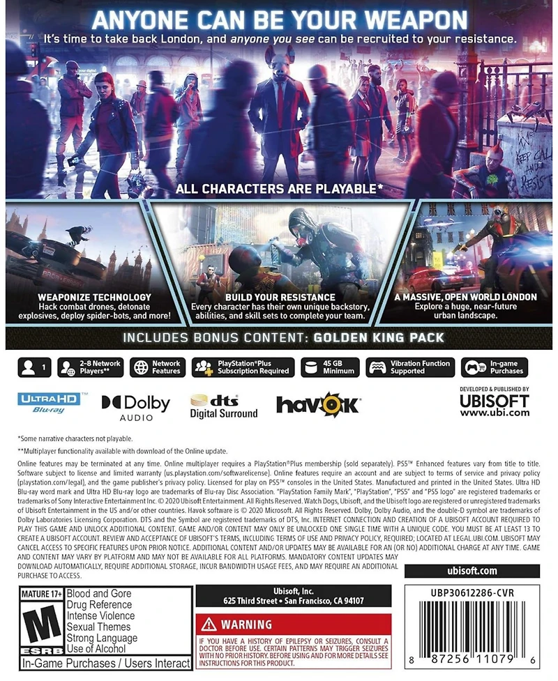 Ubisoft Watch Dogs: Legion Limited Edition for PlayStation 5