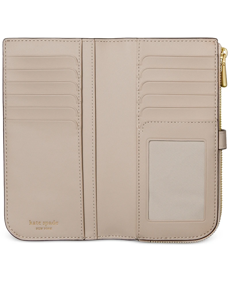 kate spade new york Deco Colorblocked Pebbled Leather Slim Zip Wallet