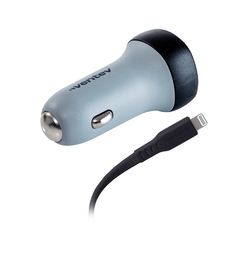 Ventev 30W Ultrafast Usb C Universal Car Charger and Usb C to Apple Lightning Cable-Gray