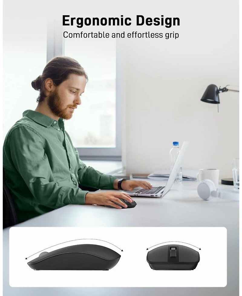 Acer Computer Mouse Wireless, 2.4G Slim Usb Wireless Mouse with Adjustable Dpi, 4 Buttons, Portable for Laptop, Desktop, Pc