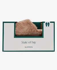 State of Day Women's Boxed Two-Tone Faux-Fur Slide Slippers, Macy's Exclusive