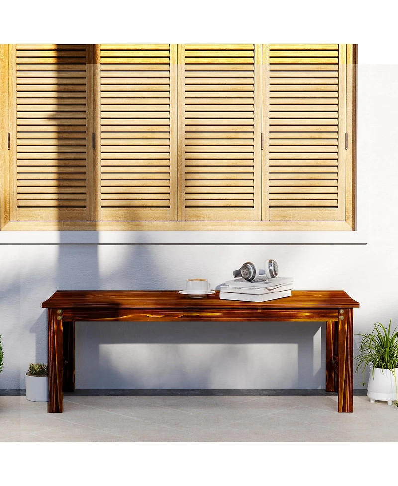 Outsunny 2-Seat Wood Garden Bench, Patio Bench w/ Slatted Seat,