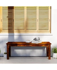 Outsunny 2-Seat Wood Garden Bench, Patio Bench w/ Slatted Seat,