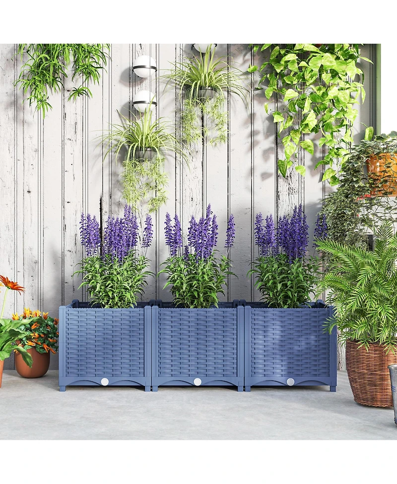 Outsunny 4 x 1 ft Plastic Garden Box w/Drainage Holes,