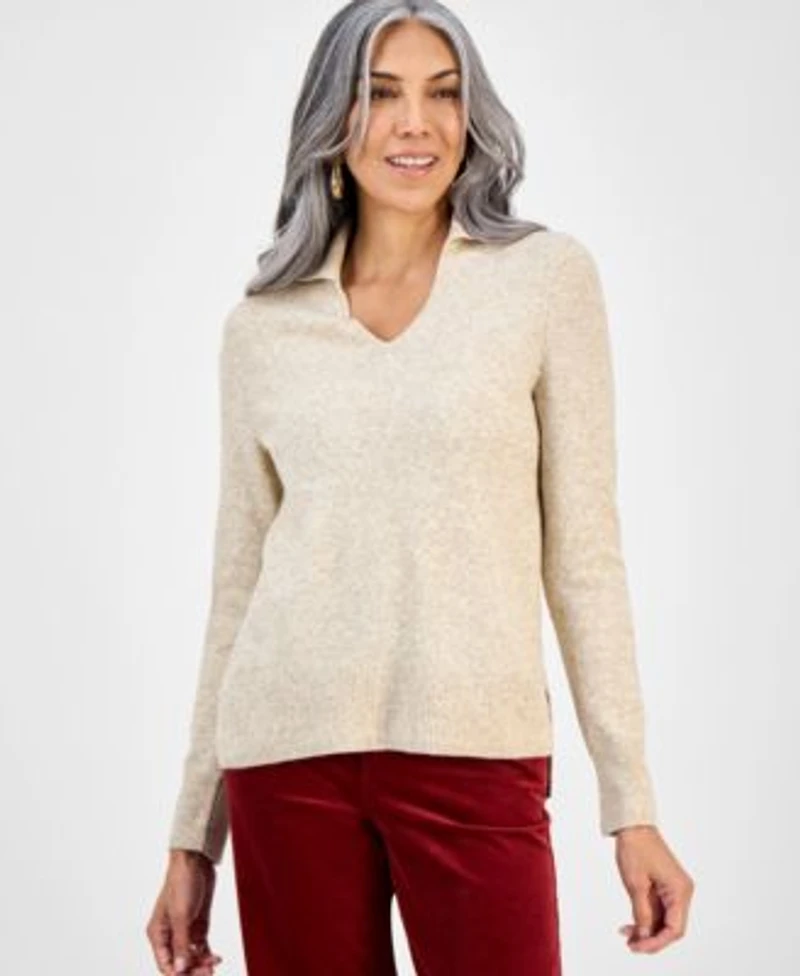 Style Co Womens Luxsoft Johnny Collar Sweater Macys Exclusive
