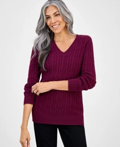 Style Co Womens Cotton Cable Knit V Neck Sweater Pxs 4x Created For Macys