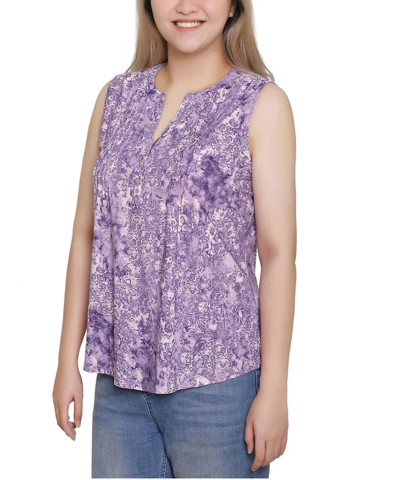 Ny Collection Petite Sleeveless Jacquard V-Neck Top