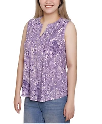 Ny Collection Petite Sleeveless Jacquard V-Neck Top