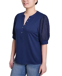 Ny Collection Petite Puff Elbow Sleeve Top
