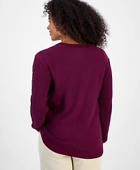 Style & Co Women's Button-Trim Cable-Knit Sweater, Macy's Exclusive