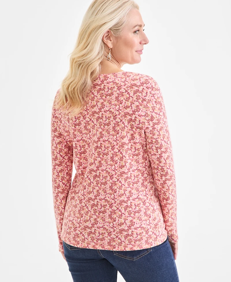 Style & Co Petite Floral-Print Scoop-Neck Top, Macy's Exclusive