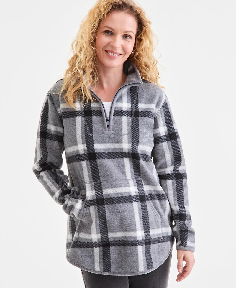 Style & Co Women's Printed Quarter-Zip Long-Sleeve Fleece, Macy's Exclusive