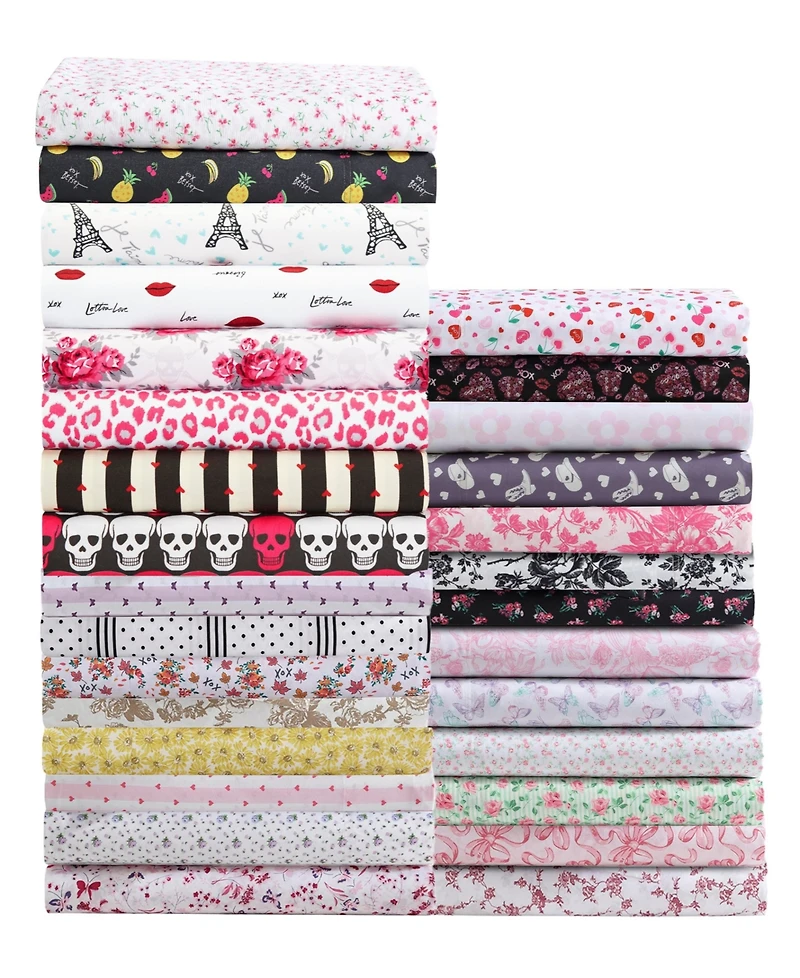Betsey Johnson Silky Microfiber Printed -Pc. Sheet Set