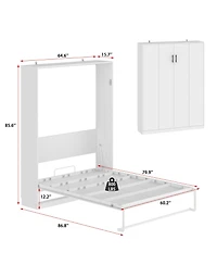 Homsee Full and queen size Hanging storage Murphy bed, white