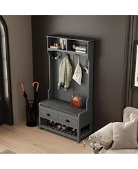 Homsee Grey countryside style multifunctional hall tree clothes hat rack