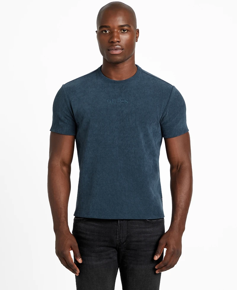 Guess Men's Regular-Fit Ribbed-Knit Embroidered Logo Graphic T-Shirt