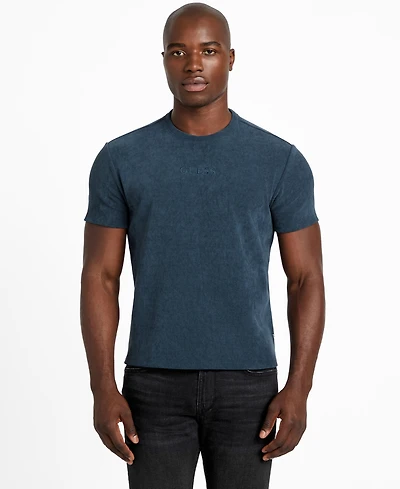 Guess Men's Regular-Fit Ribbed-Knit Embroidered Logo Graphic T-Shirt