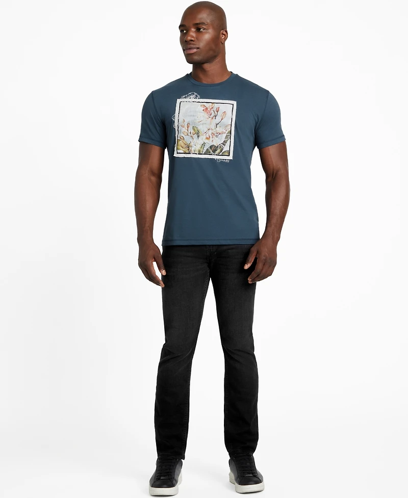 Guess Men's Short Sleeve Crewneck Flower Box Graphic T-Shirt