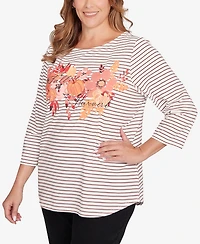 Ruby Rd. Plus Fall Harvest Striped Knit Top