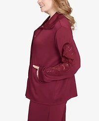 Ruby Rd. Plus Embroidered Floral Cutout Snap Jacket