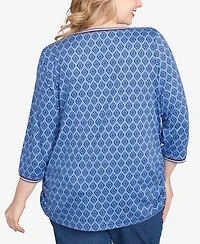 Ruby Rd. Plus Stripe Tipped Monotone Textured Top