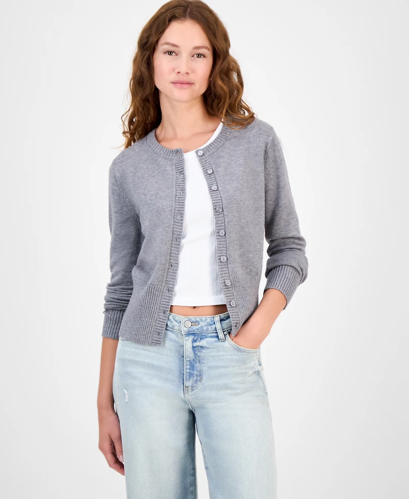 Madden Girl Juniors' High-Rib Button-Front Lady Cardigan