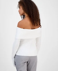 Madden Girl Juniors' Off-The-Shoulder Rib-Knit Sweater