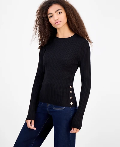 Hooked Up by Iot Juniors' Crewneck Long-Sleeve Sweater