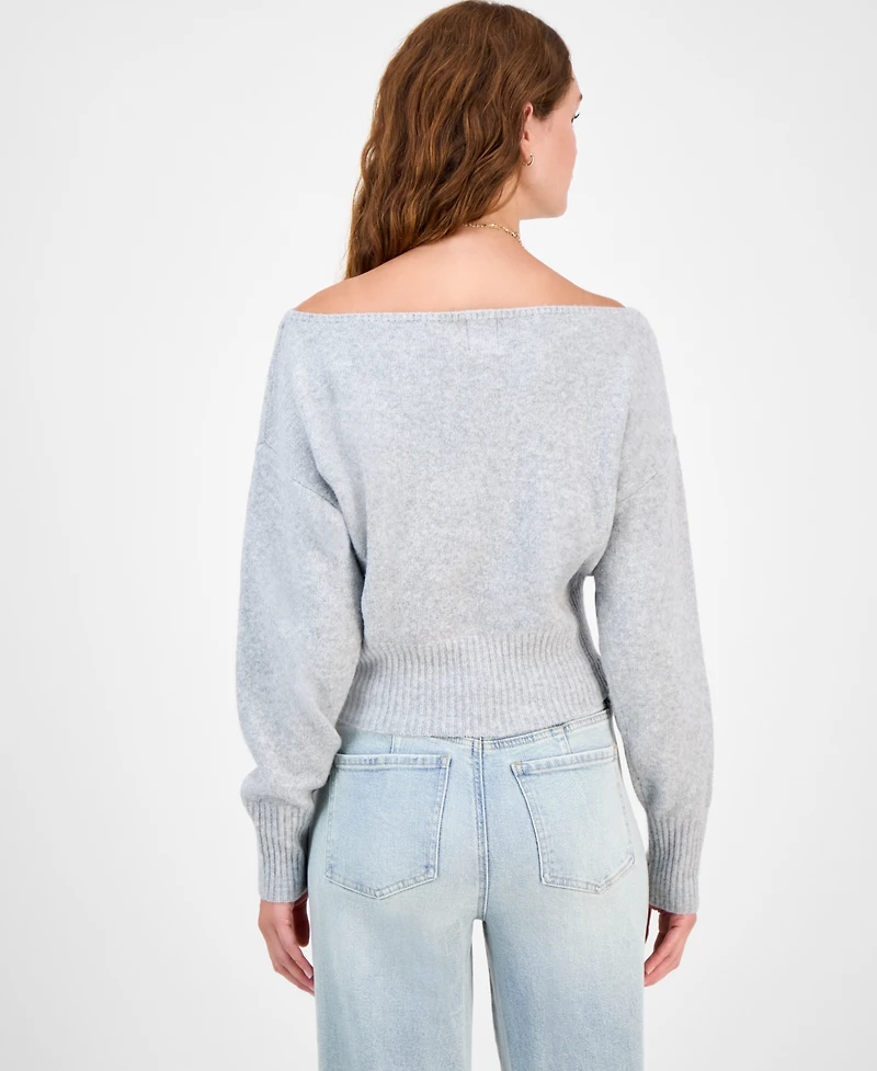 Hippie Rose Juniors' Off-The-Shoulder Slouchy Sweater