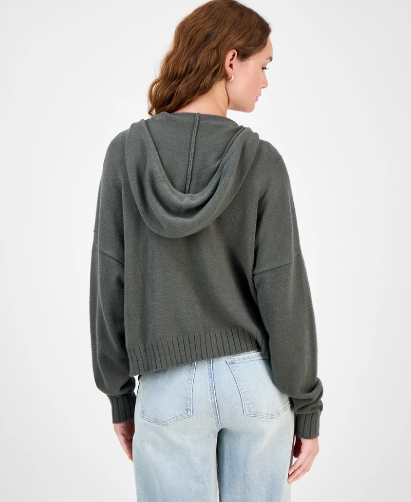 Hippie Rose Juniors' Mossy Zip-Up Sweater Hoodie