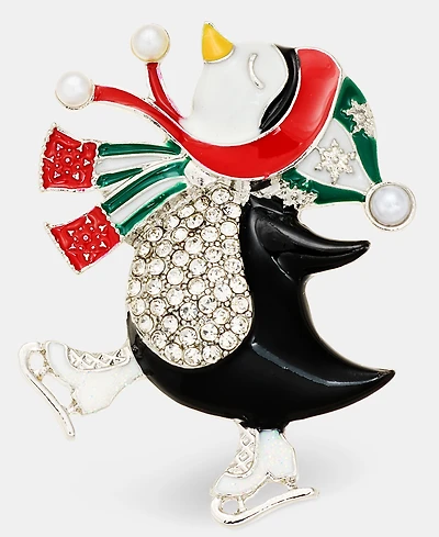 Holiday Lane Pave & Imitation Pearl Penguin Pin, Macy's Exclusive