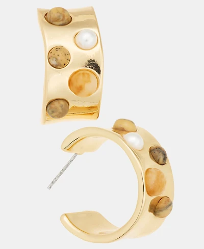 Style & Co Small Stone Studded Hoop Earrings, 0.9", Macy's Exclusive