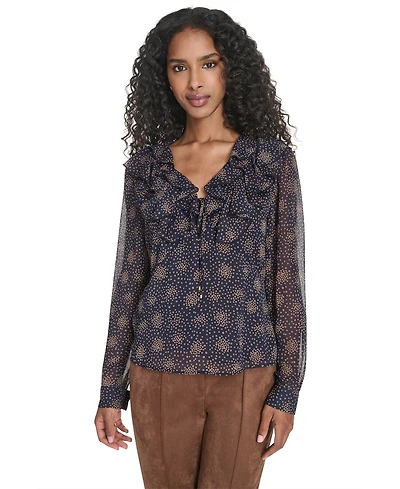 Tommy Hilfiger Women's Posy Ruffle Long Sleeve Blouse