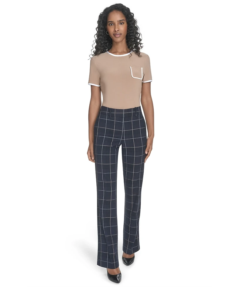 Tommy Hilfiger Women's Chloe Plaid Printed Bootcut Trousers