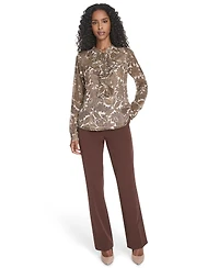 Tommy Hilfiger Women's Paisley Ruffle Long Sleeve Blouse
