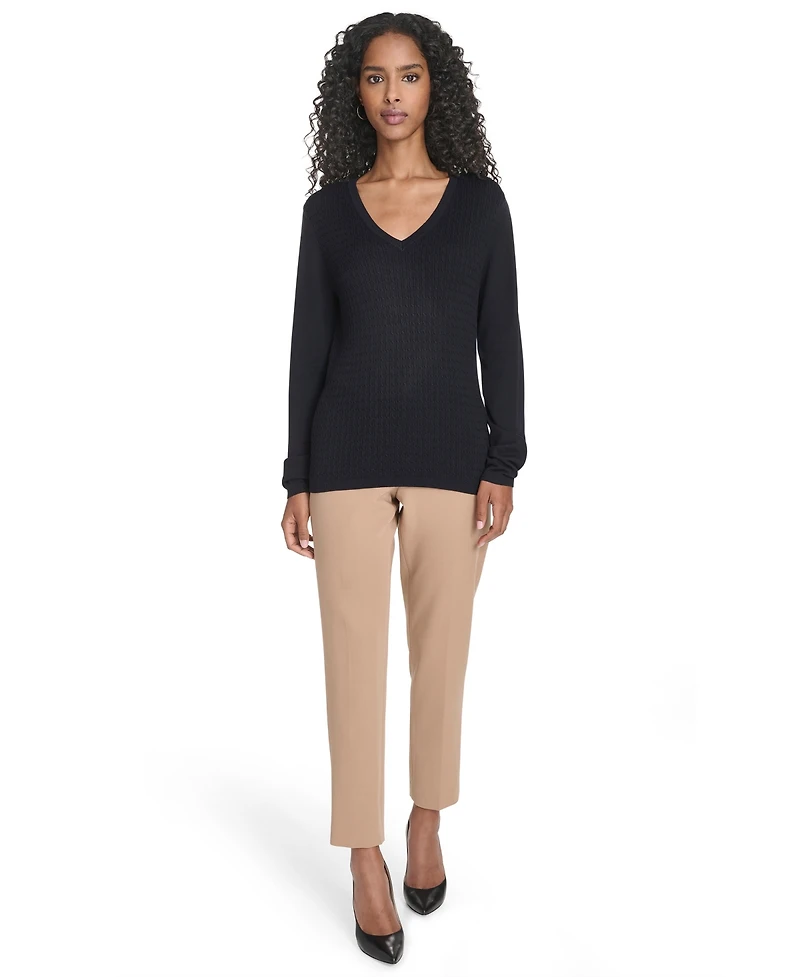 Tommy Hilfiger Women's V-Neck Cable Sweater