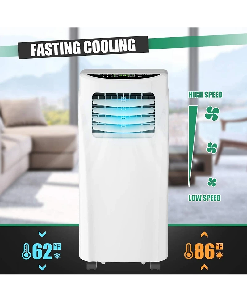 Gymax 8000BTU 3-in 1 Portable Air Conditioner Cooler Fan Dehumidifier Ashrae w/ Wheels