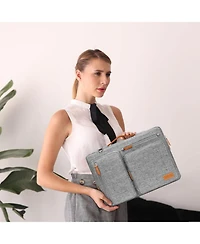 Laptop Shoulder Bag,15-15.6"Computer Bags Compatible with MacBook Pro 16", Hp, Dell, Lenovo,Side Open Messenger Bag with 4 Zipper Pockets, Gray