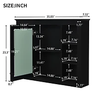 Casainc 35" x 27.5" Wall Mounted Bathroom Medicine Cabinet with Mirror and 6 Open Shelves (No Vanity)