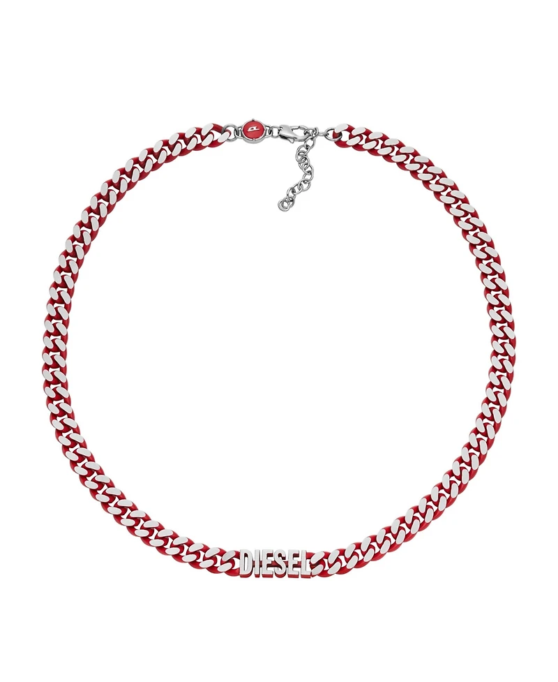 Diesel Men's Red Stainless Steel Choker Necklace