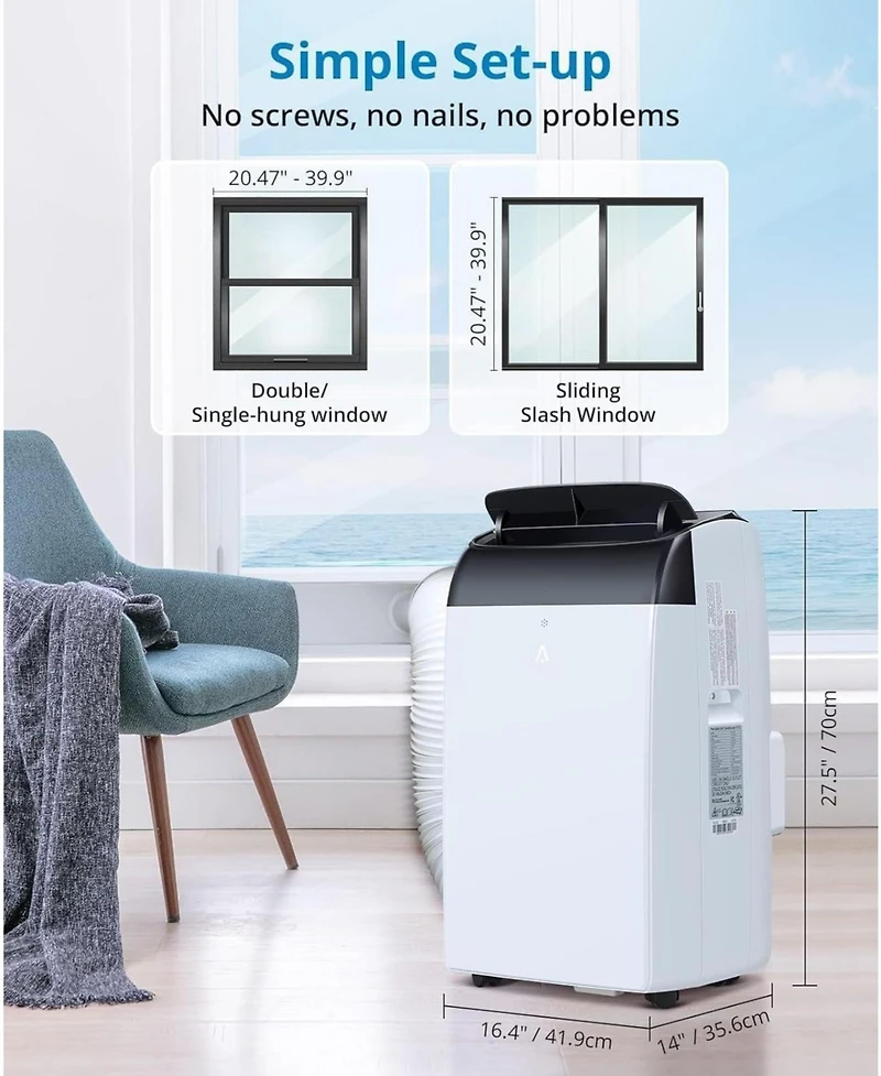 gaomon 12,000 Btu Portable Ac - Quiet Operation, Dehumidifier & Fan, Remote Control, Black Cover, Cools Rooms up to 550 Sq. Ft