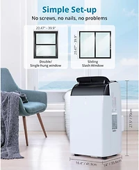 gaomon 12,000 Btu Portable Ac - Quiet Operation, Dehumidifier & Fan, Remote Control, Black Cover, Cools Rooms up to 550 Sq. Ft
